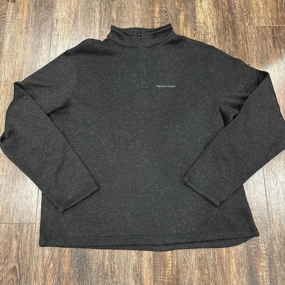 Realtree Men's 1/4 Zip Fleece Pullover Casual Black Sweater